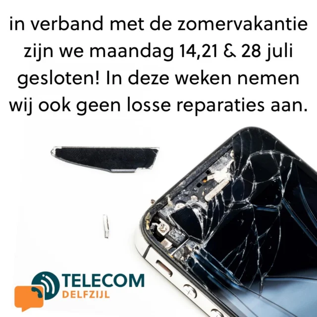 🏖️🏖️ De zomervakantie begint volgende week 🥳🥳  🛍️ De winkel blijft gewoon open, behalve op de maandagen in de eerste 3 weken van de zomervakantie 🏝️. Ook nemen we i.v.m. de afwezigheid van de monteur geen losse reparaties aan in die periode. Dus wil je nog iets gefixt hebben, dat kan alleen nog deze week 😉, en daarna vanaf 4 augustus weer.  Fijne vakantie allemaal! 😘  #telecom #delfzijl #winkelcentrumdelfzijl #smartphone #tablet #repair